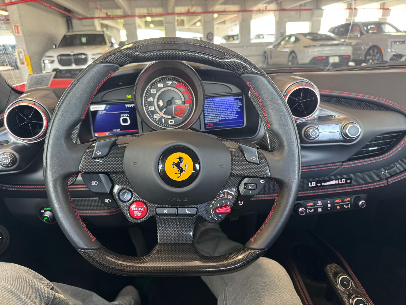 Detailed Ferrari interior and steering wheel